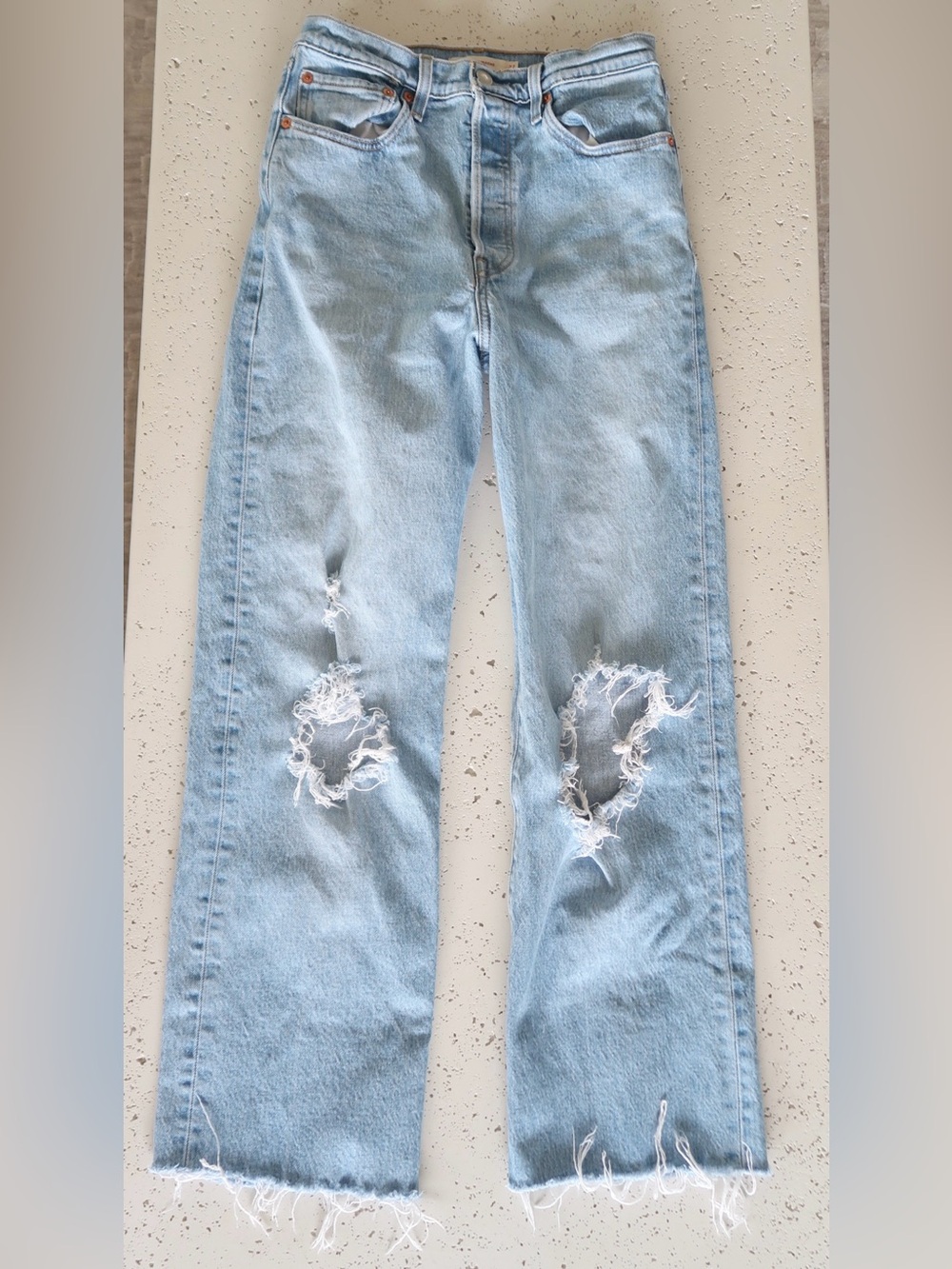 Levi's Light Blue Straight Leg Ripped Jeans